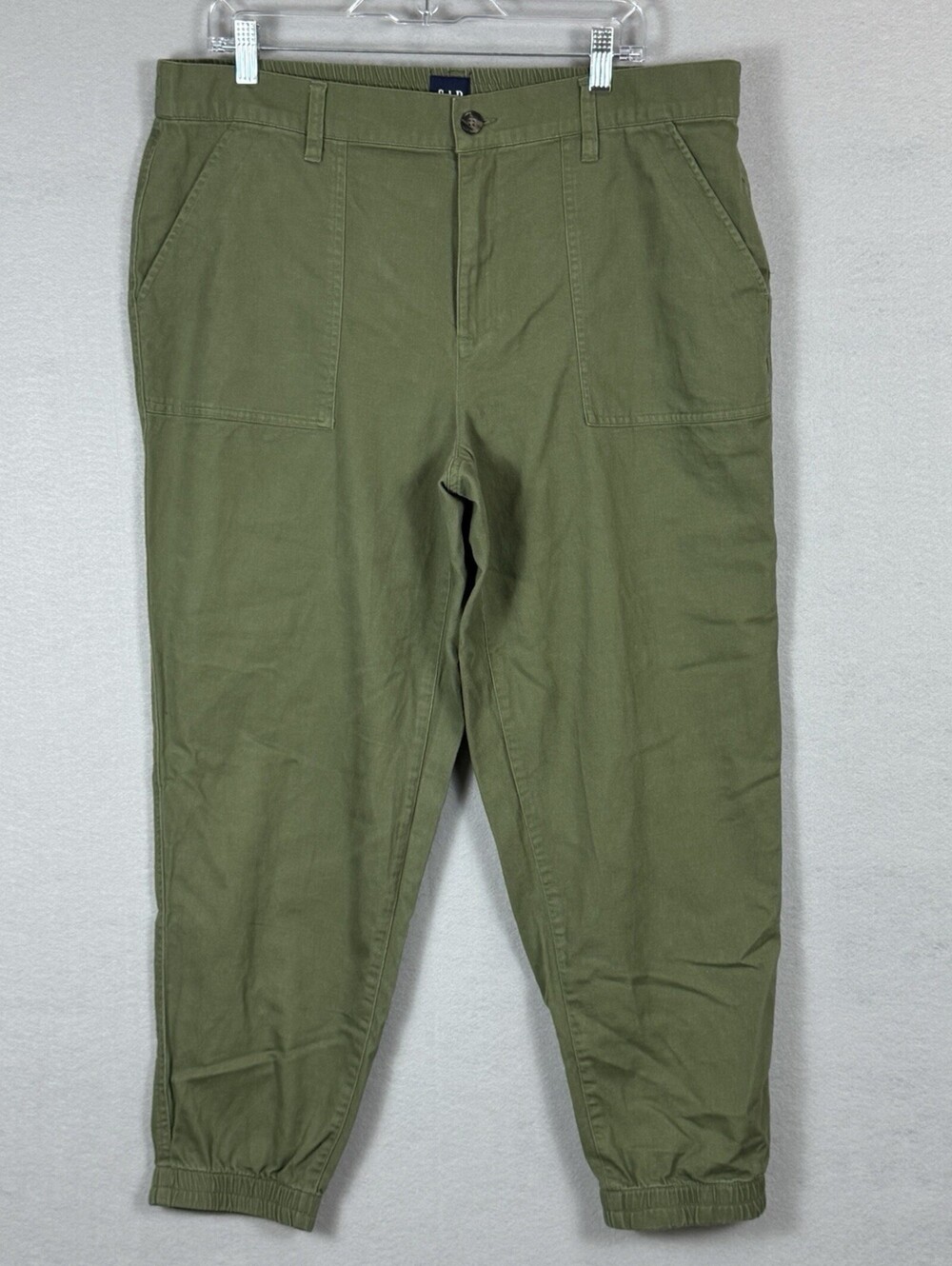 GAP Women’s Twill Jogger Pants XL Olive Green Cotton Lyocell Utility